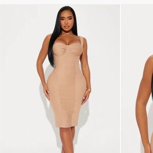 Fashion nova  Tan Bodycon Dress lyla ribbed mocha
